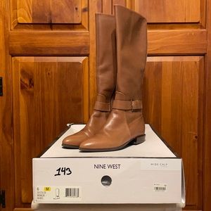 Warm Brown Wide Calf Riding Boots by Nine West